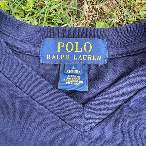 Polo by Ralph Lauren Men's Navy Blue V-Neck Shirt - Picture 2 of 2
